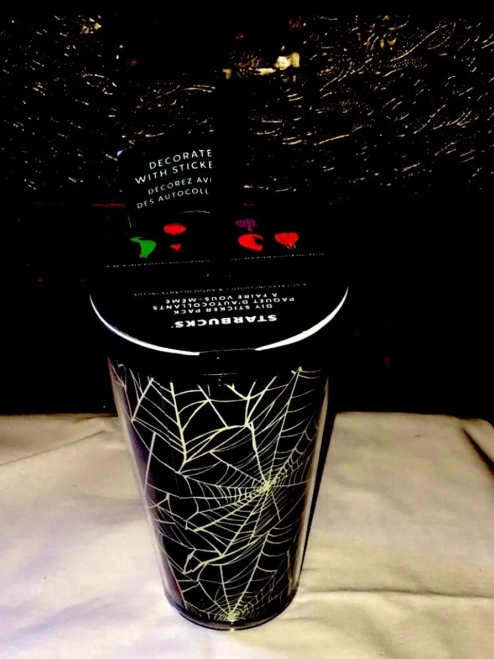 Starbucks 2021 NWT Glow In-The-Dark 16 oz Tumbler w/8 Stickers with Skeleton Ty